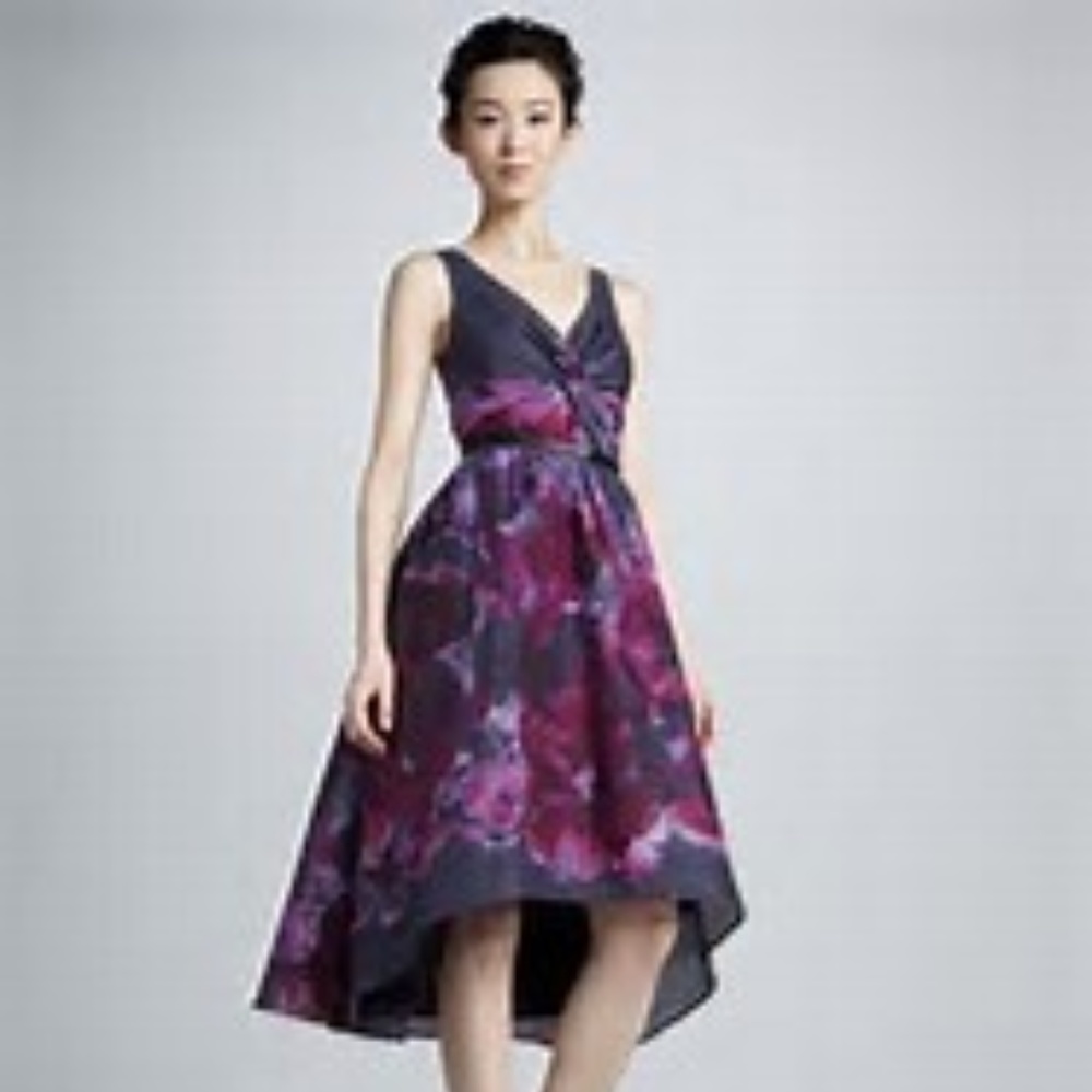 Lela Rose Nieman Marcus Hi Low Watercolor Dress